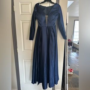 BRAND NEW navy blue prom dress with slit